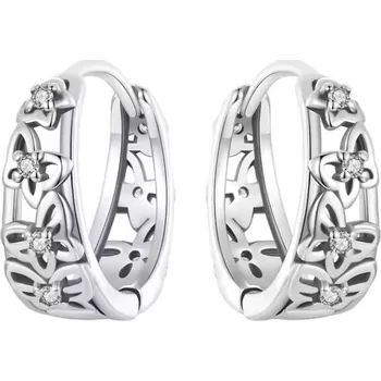 Náušnice For Silver Stříbrné široké náušnice s motýlky a zirkony - Stříbro 925