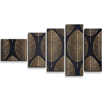 Obraz Sablio Obraz - 5-dílný Zlaté listy - 100x60 cm