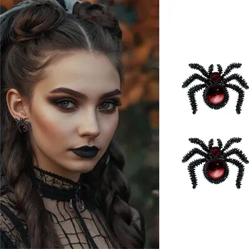 Karnevalový doplněk Náušnice Halloween Pavouk s kamínky