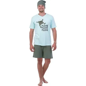 Pánské pyžamo Calvi 169 žába zelené Modrá 2XL