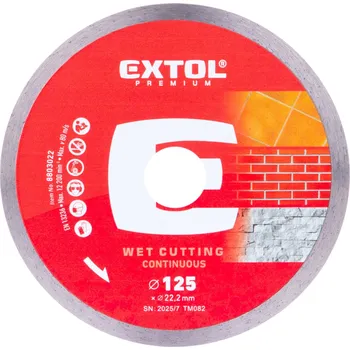 Řezný kotouč EXTOL PREMIUM kotouč diamantový řezný celoobv. EXTRA tenký - mokré řezání, O 125x22,2x1,1mm 8803022
