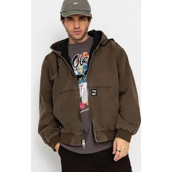 OBEY Obey Glen Zip Up (wren faded wash) XL, hnědá