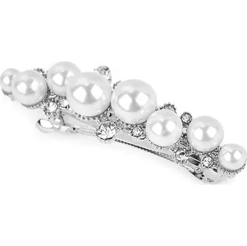 Náramek Francouzská spona do vlasů s perlami a broušenými kamínky, velké, 1 perlová platina