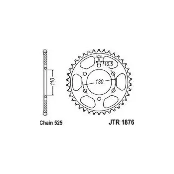 Řetězová sada pro motocykl Řetězová rozeta JT JTR 1876-43 43 zubů, 525