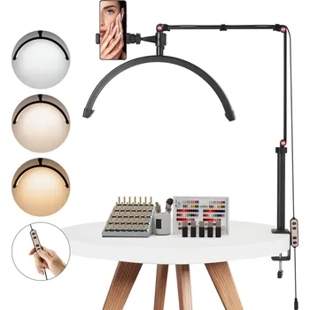 Lampička Vevor Lampa na nehty 20 W s klipem, držákem telefonu a nastavitelným jasem