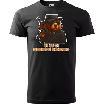 Sablio Tričko s potiskem Oi oi oi obbrito bondito - Italian Brainrot - černé 5XL