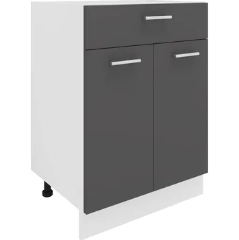 Kuchyňská skříňka VCM Dolní kuchyňská skříňka Esilo, 60 cm, 2 dvířka a 1 zásuvka, antracit 478740