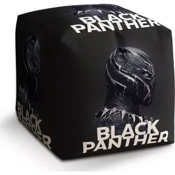 Taburet Sablio Taburet Cube BLACK PANTHER z profilu Černý: 40x40x40 cm
