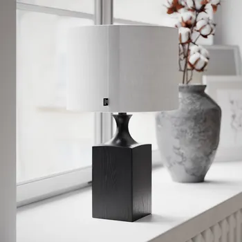 Lampička By Rydéns Stolní lampa Woody od Rydens, výška 41 cm, černá/bílá, dřevo černá, bílá 1 x 8 W LED - Doprava zdarma