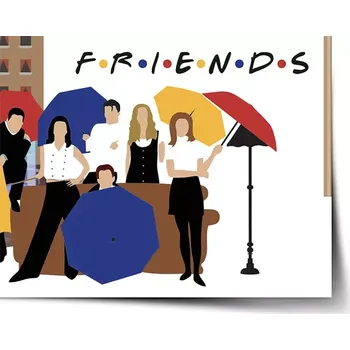 Plakát Sablio Plakát Seriál přátelé FRIENDS Gauč u fontány - 60x40 cm