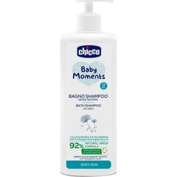 Šampon CHICCO Šampon na vlasy a tělo s&nbsp;dávkovačem Baby Moments 92 % přírodních složek 750 ml