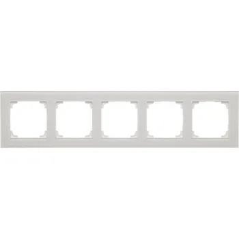 vypínač Rámeček 5 násobný, skleněný, Simon 55 Nature TRN5/181, bílá