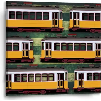 Obraz Sablio Obraz Lisabonské historické tramvaje Zelený Pattern - 50x50 cm