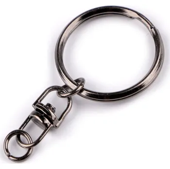 Kroužek na klíče Ø23 mm s obrtlíkem, barva 3 nikl černý