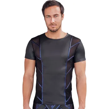 Pánské erotické prádlo NEK Cool Matte Look Shirt with Blue Metallic Stripes 2162016 Black Velikost XXXL