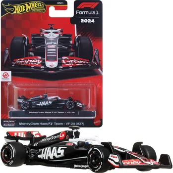 autodráha Mattel Hot Wheels Premium závodní vůz Formule 1 2024 Moneygram Haas F1 Team VF-24 #27