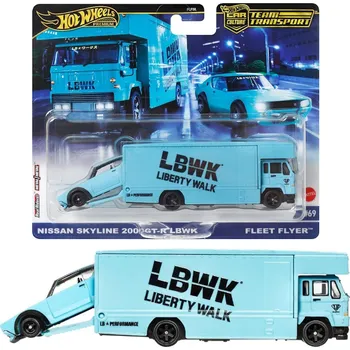 autodráha Hot Wheels Premium Team Transport Nissan Skyline 2000GT-R LBWK & Fleet Flyer HRV45