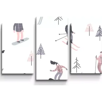 Obraz Sablio Obraz - 3-dílný Lyžaři - 75x50 cm