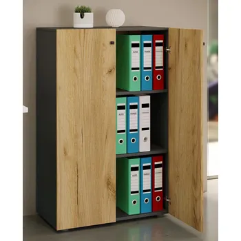 Policová skříň VCM Kancelářská skříň Lona XL s otočnými dvířky, antracitová 487013