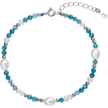 Náramek EVOLUTION GROUP CZ Stříbrný náramek s perlami a apatity - 13113.3