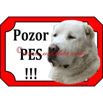 Cedulka středoasijský pastevecký pes, asiat bílý pozor - Bez samolepicí vrstvy