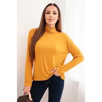 Dámská halenka Kesi Dámská viskózová blůza s vysokým límcem a dlouhým rukávem Barva: Žlutá, Velikost: UNI