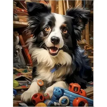 Diamantové malování Diamantový obrázek - Pes Border kolie - 30 x 40 cm - 2000137