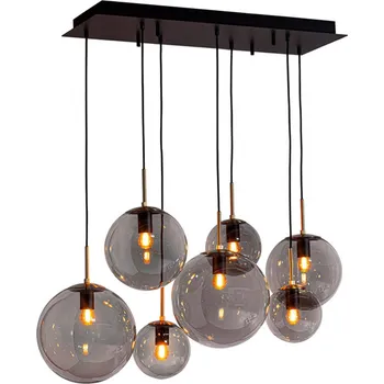 By Rydéns Závěsné světlo Laura od Rydens, délka 86 cm, 7 ramen, kouřově šedá - Průměr koulí: Ø 18 cm, Ø 25 cm, Ø 30 cm černá, kouřově šedá 7 x 8 W LED - Doprava zdarma