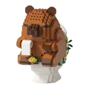 ostatní stavebnice Stavebnice 10,8 x 6 x 8,9 cm Kapybara sedící na toaletě s toaletním papírem Hravá detailní mini figurka z dílků pro originální dekoraci