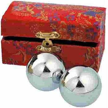 Masážní kámen Zdravotní čínské meditační kuličky proti stresu barvy stříbra cca 4 cm