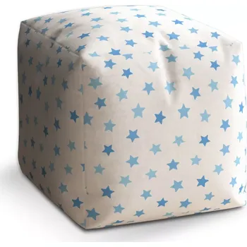 Taburet Sablio Taburet Cube Modré hvězdy na bílé: 40x40x40 cm