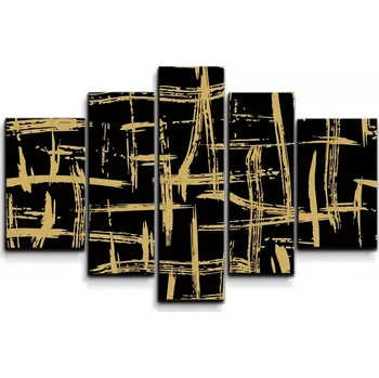 Obraz Sablio Obraz - 5-dílný Zlaté malování - 125x90 cm