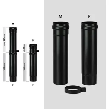 Kouřovod Trubka kouřovodu peletová kamna pr. 100 teleskopická 508-940 mm
