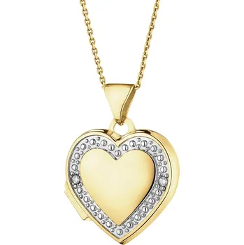 Přívěsek Zlatý přívěsek s diamanty - otevírací medailon - srdce - 0,01 ct - ryzost 585 - 197.101