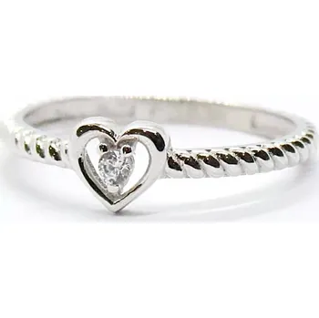 Prsten Klenoty Budín Dámský zásnubní srdíčkový prsten z bílého zlata se zirkonem 585/1,15gr vel. 50 HK1252 (Klenoty Budín Dámský zásnubní srdíčkový prsten z bílého zlata se zirkonem 585/1,15gr vel. 50 HK1252)