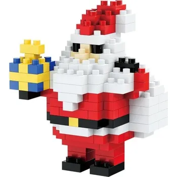 ostatní stavebnice Vánoční stavebnice 6,3 x 4,4 x 4 cm Postavička Santa Clause s žlutým dárkem Detailní mini figurka pro sváteční dekoraci