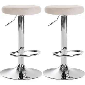 Barová židle 2 ks / set barová židle Lenti samet chrom, krémová