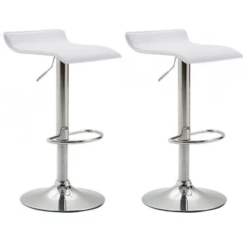 Barová židle 2 ks / set barová židle Dyn V2 syntetická kůže, chrom, bílá