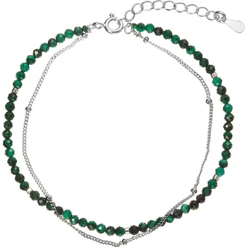 Náramek EVOLUTION GROUP CZ Stříbrný dvojitý náramek s malachity - 13114.3