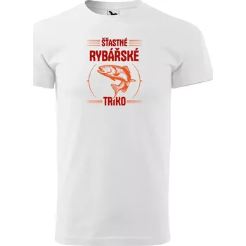 Pánské tričko Sablio Tričko s potiskem Šťastné rybářské triko - bílé S