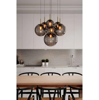 By Rydéns Závěsné světlo Laura od Rydens, Ø 54 cm, 7 ramen, kouřově šedé - Průměr koulí: Ø 18 cm, Ø 25 cm, Ø 30 cm černá, kouřově šedá 7 x 8 W LED - Doprava zdarma