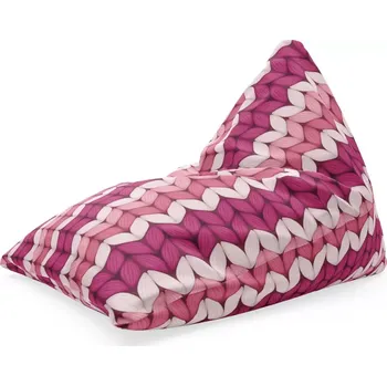 Sedací pytel Sablio Sedací vak Triangl Střídajíci růžové pletení: 120 x 100 x 100 cm