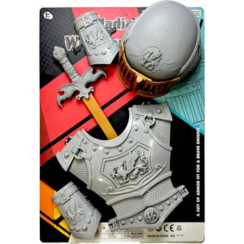 Díl pro stavebnice Rytířská sada se stříbrným mečem, zbrojí a helmou