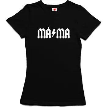 Žertovný předmět Máma - AC/DC - pánské tričko s potiskem L černá - black Bílá - 401