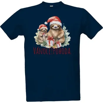 Tričko s potiskem Vánoce a lenochodi pánské