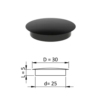 Příslušenství pro plot Vnitřní krytka kulatá ø 30 mm, otvor ø 25 mm, černá, plast