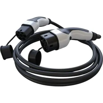 Elektromobilita EcoVolter nabíjecí kabel pro elektromobily Typ2, 11kW 3x16A 5m, bílá koncovka s Tesla tlačítkem, doprava ZDARMA!