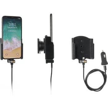 Brodit držák do auta na Apple iPhone Xs/X bez pouzdra, s nabíjením z cig. zapalovače/USB, samet, doprava ZDARMA!