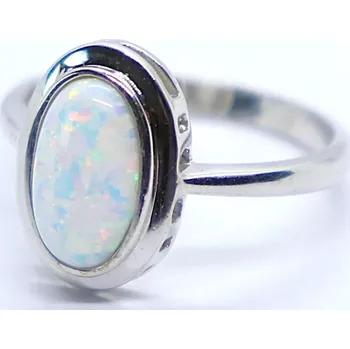 Prsten Klenoty Budín Dámský prsten z bílého zlata s velkým bílým opálem 585/2,70gr vel. 51 HK1246 (Klenoty Budín Dámský prsten z bílého zlata s velkým bílým opálem 585/2,70gr vel. 51 HK1246)