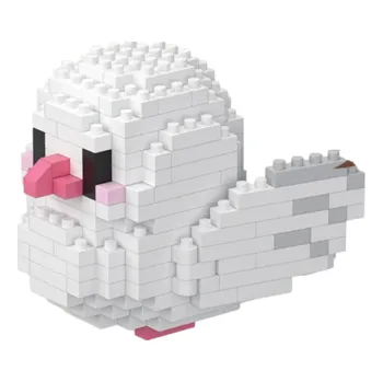 ostatní stavebnice Stavebnice 7,6 x 11,6 x 6,5 cm Bílý ptáček z mini kostiček 247 dílků Pastelový zobáček Pohyblivá křídla Roztomilý dekorativní model